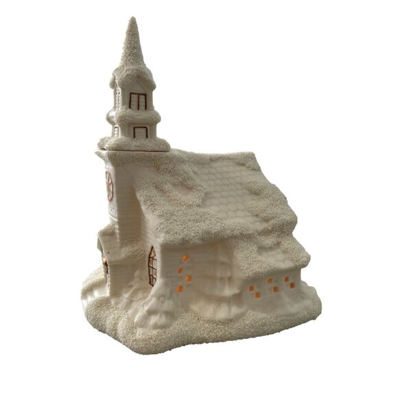 Albert Price Ceramic Snow Capped Church Light Up Decoration White Winter Scene - Picture 2 of 8